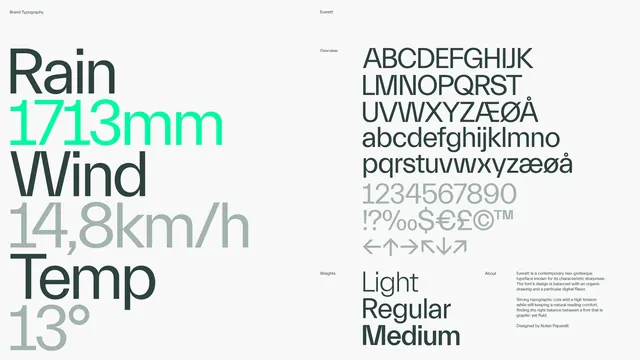 7Analytics brand typography specimen, minimal, swiss, light