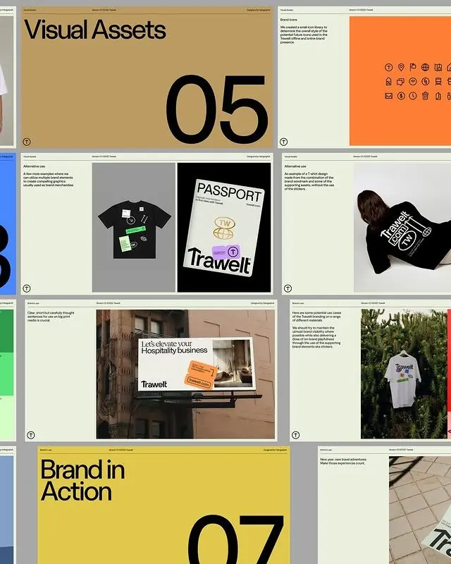 Trawelt brand system visual assets, minimal, corporate-clean, light