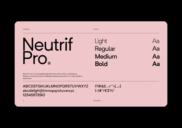 Neutrif Pro type specimen, minimal, light