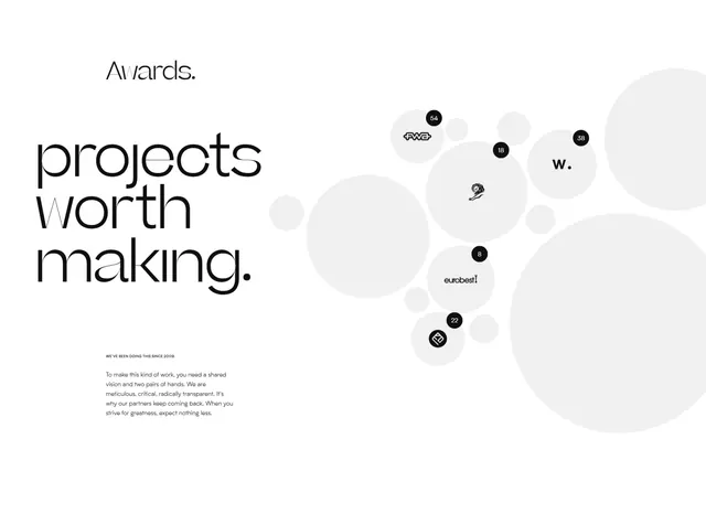 Awards creative studio branding presentation, minimal, swiss, light