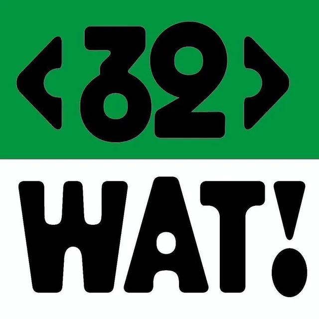 WAT! identity with high-contrast symbols and typography, minimal, geometric, dark