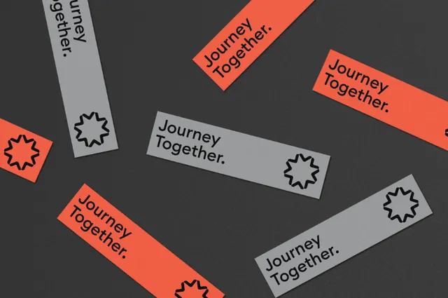 Journey Together angled banner system, minimal, geometric, dark