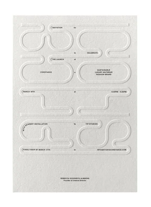 Embossed calendar event layout, minimal, line-art, light