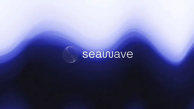 Seawave gradient wordmark and logo, abstract, minimal, dark