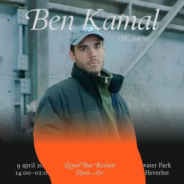 Ben Kamal event poster, editorial, minimal, dark