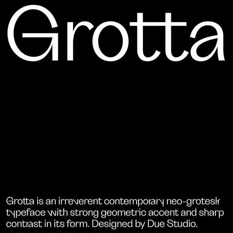 Grotta typeface wordmark, geometric, minimal, dark
