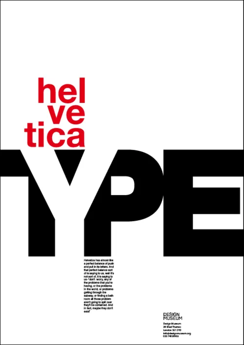 Helvetica TYPE specimen poster, minimal, editorial, dark