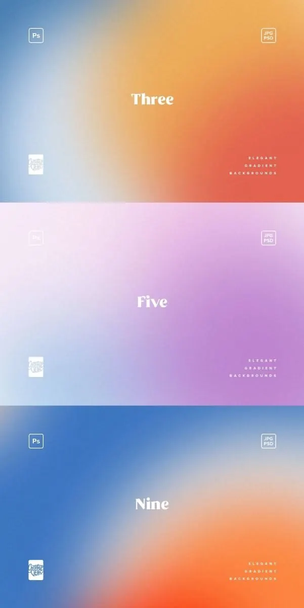 Soft gradient color blocks with numerical labels, minimal, gradient-heavy, pastel