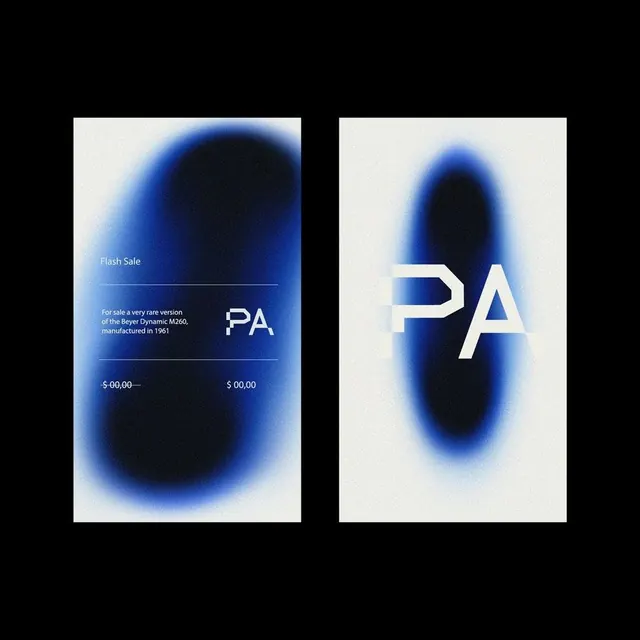 PA logo with radial gradient backdrop, minimal, abstract, light