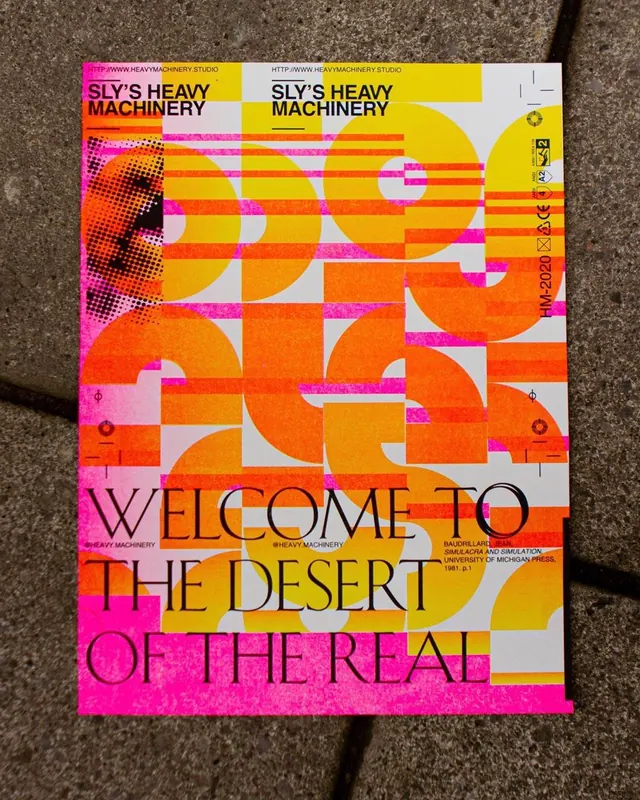 Sly's Heavy Machinery neon geometric poster, geometric, abstract, warm