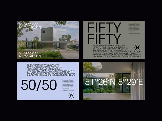 Fifty Fifty architecture branding grid, minimal, technical, light