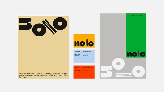 Nolo restaurant branding system, minimal, geometric, dark