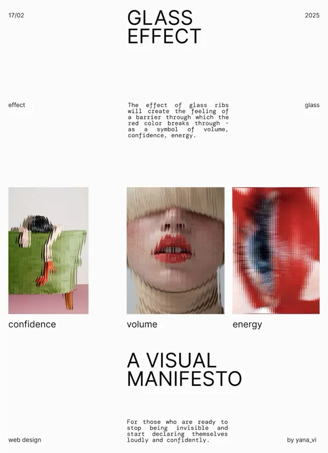 Glass Effect visual manifesto, minimal, editorial, light