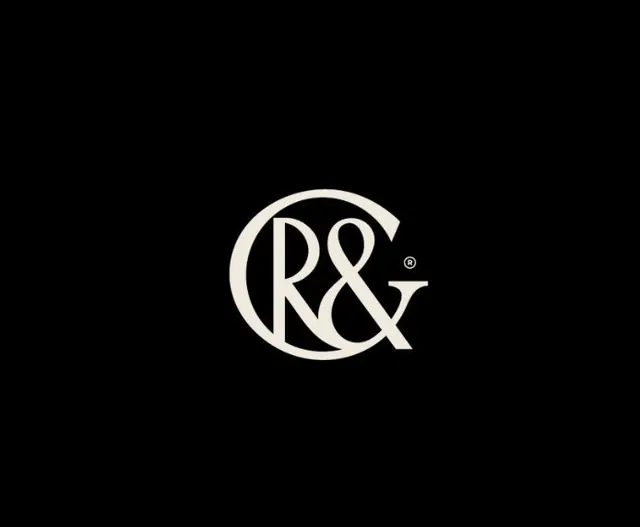 R&G monogram with ampersand, minimal, line-art, dark