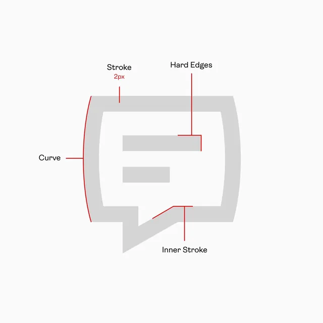Icon anatomy schematic diagram, technical, minimal, warm