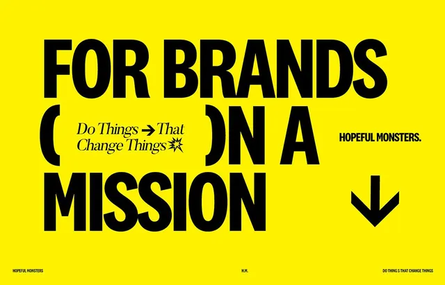 Mission-driven typographic poster, gradient-heavy, dark