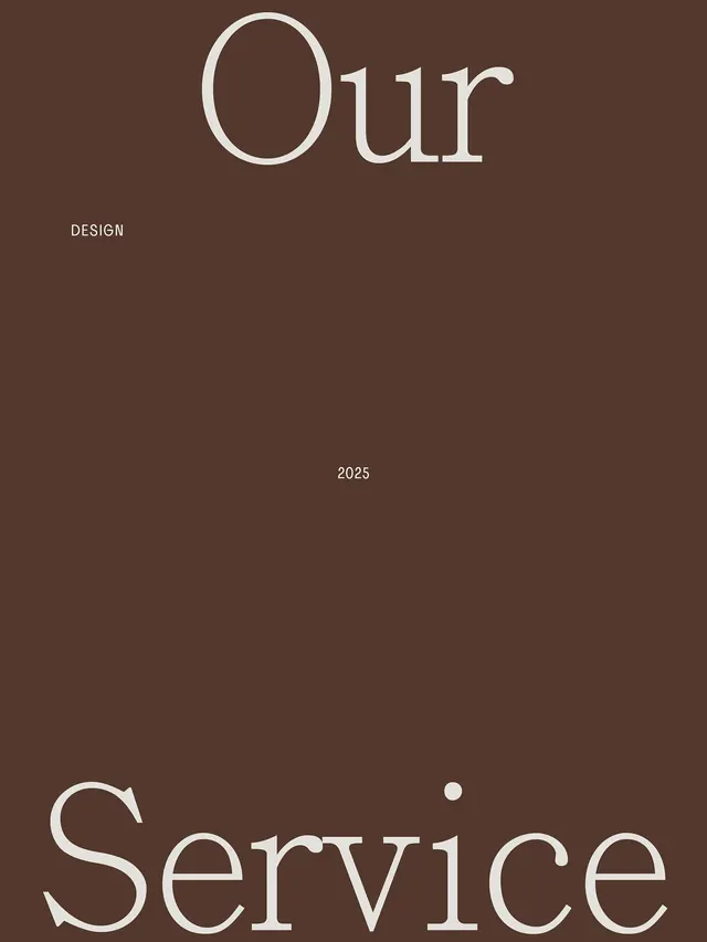 Our Service serif branding layout, minimal, corporate-clean, dark
