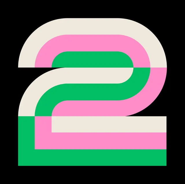 Interlocking geometric numeral 2 logo, minimal, geometric, vibrant