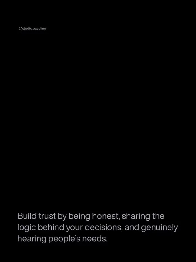Studio Baseline trust statement dark typography, minimal, dark-mode, dark