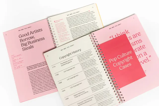 Academic publication notebook set with pink covers, minimal, editorial, light