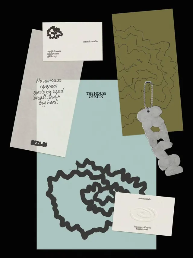 Ceramics studio identity with hand-drawn organic forms, minimal, organic, light