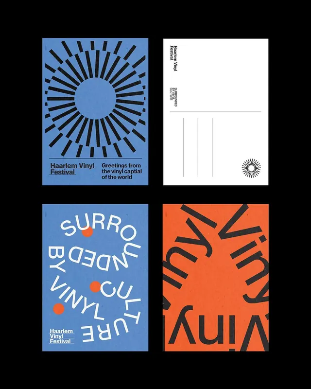 Haarlem Vinyl Festival identity system, geometric, playful, cool