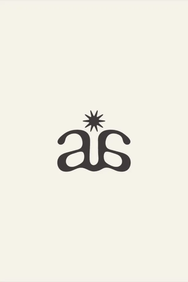 AS monogram with starburst accent, minimal, monochrome, light