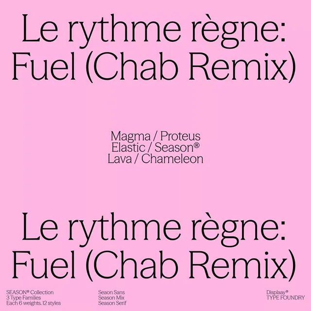 Season sans serif type specimen, minimal, geometric, vibrant