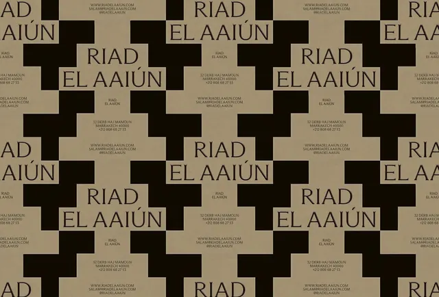 Modular stacked-text identity system, geometric, minimal, dark