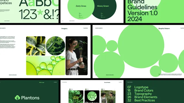 Bright green organic brand guidelines and packaging, minimal, organic, light
