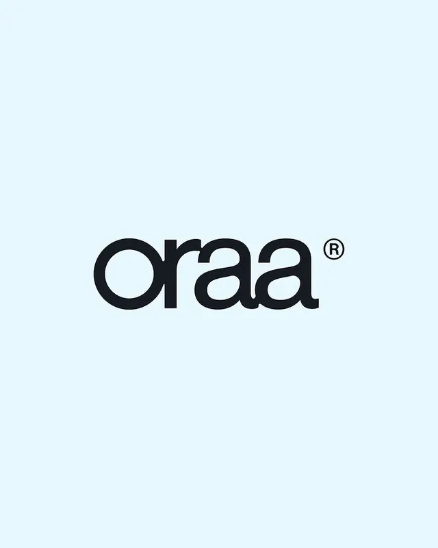 Oraa wordmark on light blue, minimal, geometric, dark