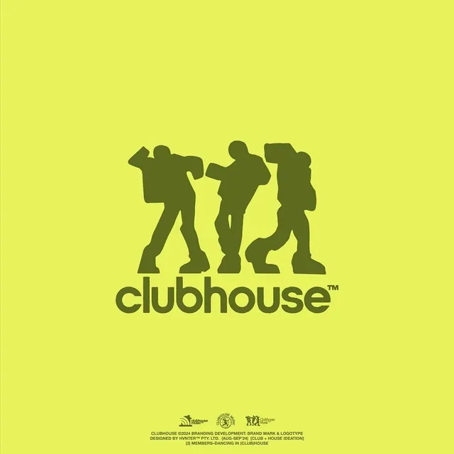 Clubhouse vibrant icon and wordmark, minimal, flat, vibrant