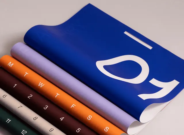 Stacked color-blocked stationery type specimen, minimal, editorial, warm