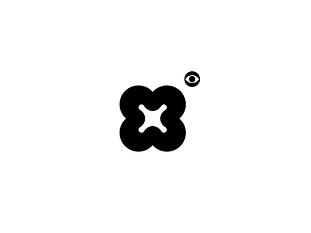 Quatrefoil abstract wordmark with eye accent, minimal, abstract, dark
