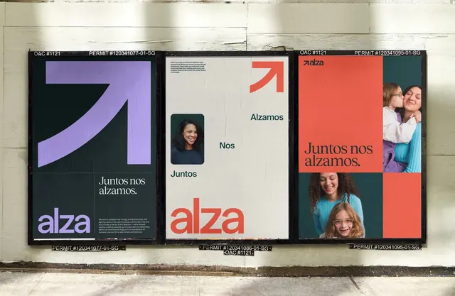 Alza social impact identity system, minimal, geometric, dark