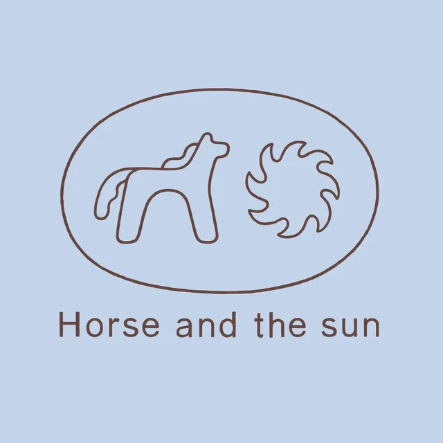 Monoline horse and sun symbol, minimal, line-art, cool