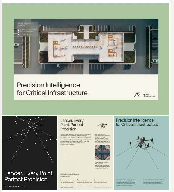 Precision Intelligence security branding system, technical, minimal, light