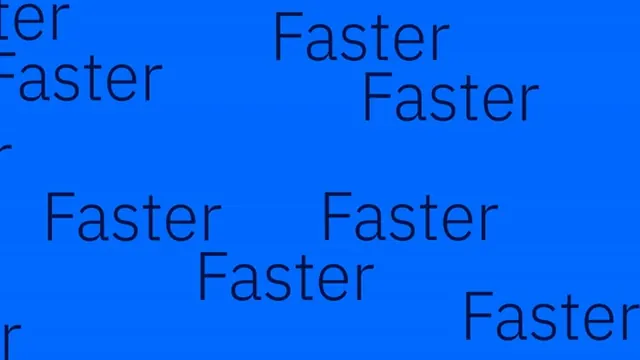 Bright blue type specimen: Faster, minimal, technical, dark