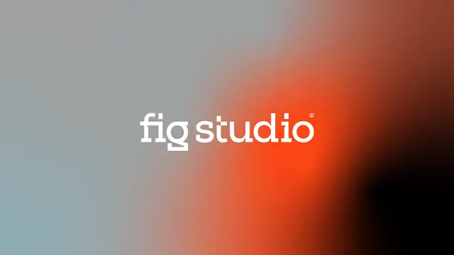 fig studio logotype on diagonal warm-to-cool gradient, minimal, gradient-heavy, light
