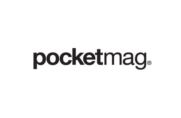 Pocketmag wordmark, minimal, corporate-clean, dark