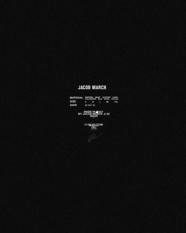 Jacob March type specimen on black, minimal, monochrome, dark