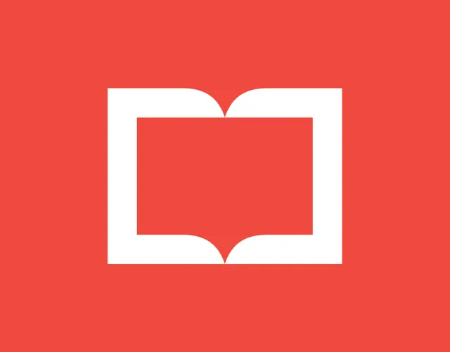 Open book icon on coral background, flat, minimal, warm