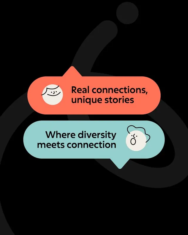 Rounded pill-shaped speech bubbles with organic icon pairs, minimal, flat, dark