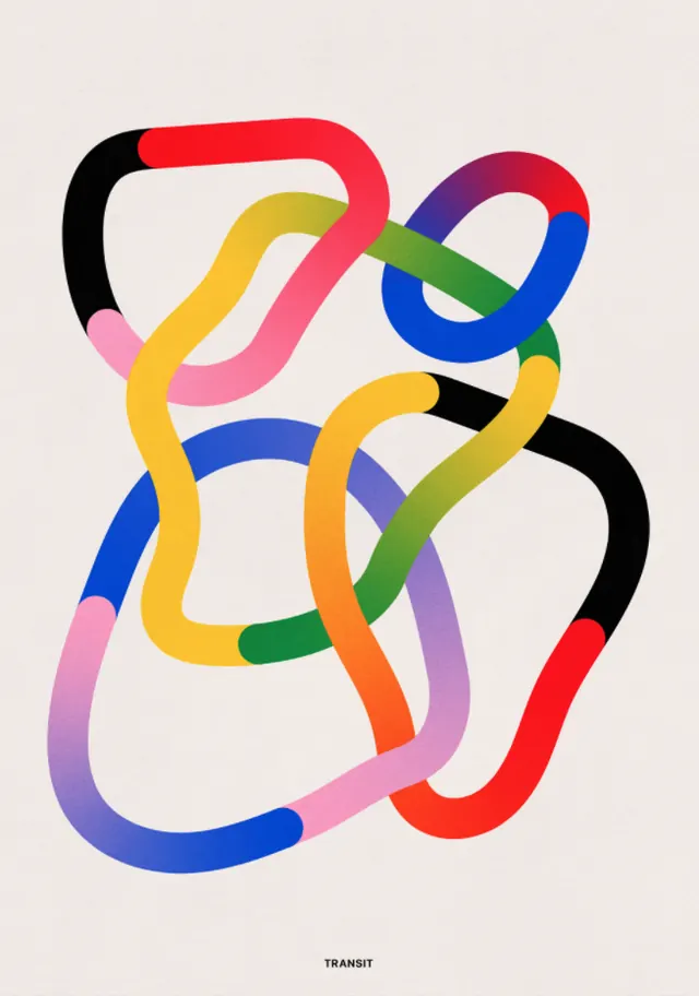 Interlocking ribbon abstract logo, abstract, geometric, warm