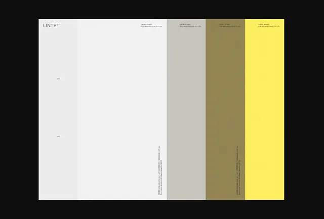 Vertical palette specimen with warm swatch bands, corporate-clean, minimal, light
