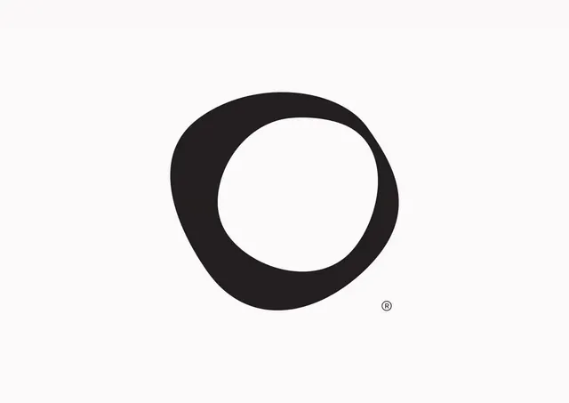 Minimal open-circle logo with registered mark, minimal, geometric, dark