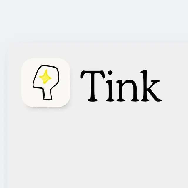 Tink app icon and wordmark with thinking icon, minimal, flat, light