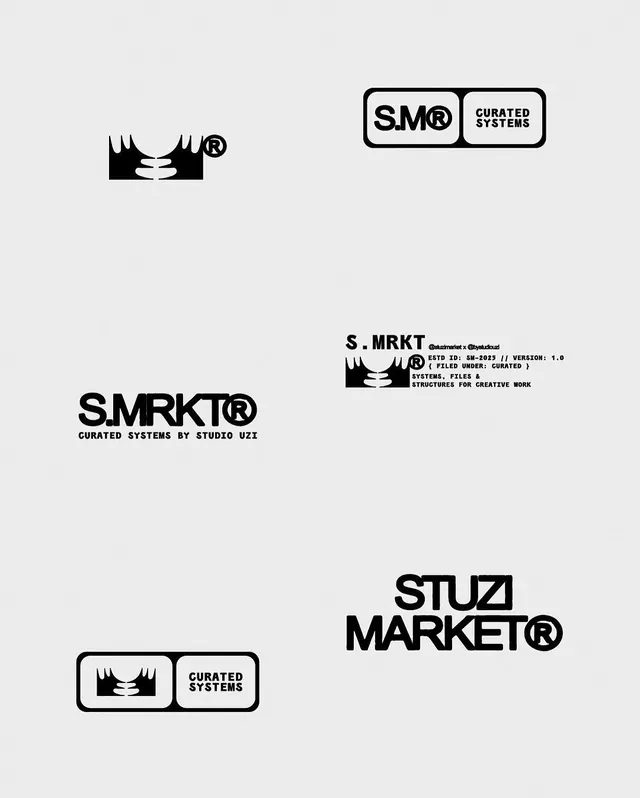 Logo system for creative studio, minimal, monochrome, dark