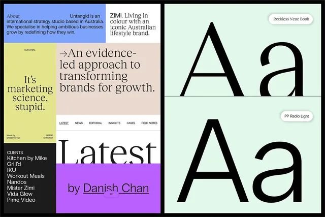 Editorial strategy guide with color blocking, flat, geometric, warm