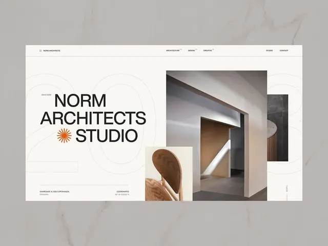 NORM Architects minimalist portfolio spread, minimal, editorial, light